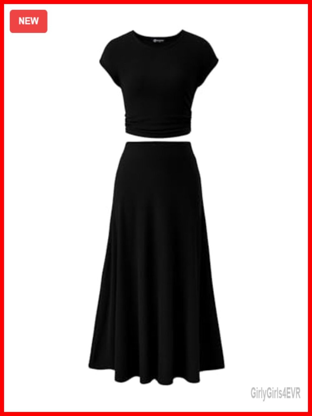 Women's 2 Piece Ribbed Knit Midi Skirt Set Crop Top Casual Outfit